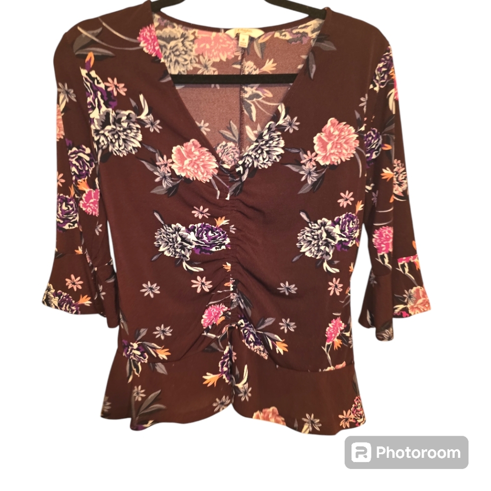 Candies Floral Women's Top RUM MEDIUM